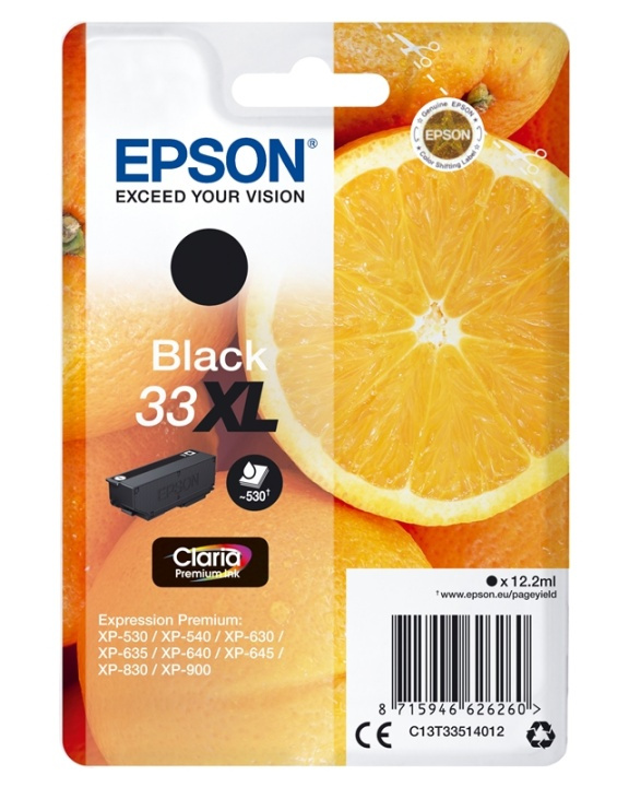Epson Oranges Singlepack Black 33XL Claria Premium Ink ryhmässä TIETOKOONET & TARVIKKEET / Tulostimet & Tarvikkeet / Musteet ja väriaineet / Mustepatruunat / Epson @ TP E-commerce Nordic AB (A14104)