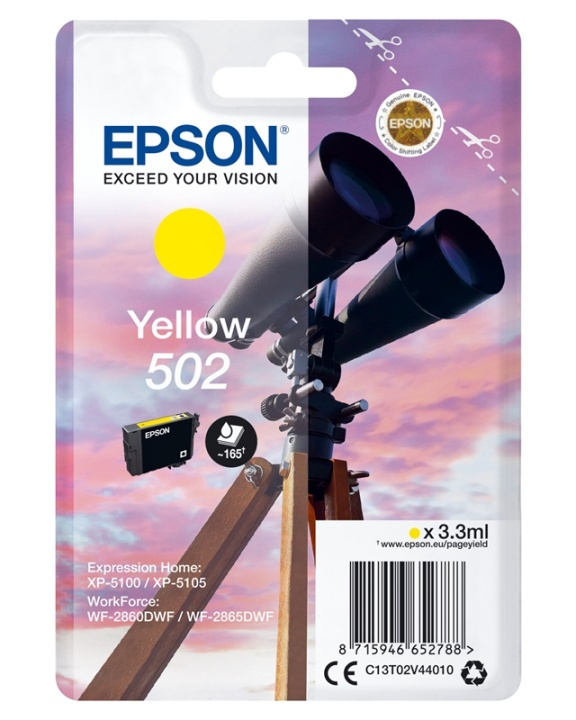 Epson Singlepack Yellow 502 Ink ryhmässä TIETOKOONET & TARVIKKEET / Tulostimet & Tarvikkeet / Musteet ja väriaineet / Mustepatruunat / Epson @ TP E-commerce Nordic AB (A14115)