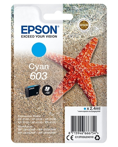 Epson Singlepack Cyan 603 Ink ryhmässä TIETOKOONET & TARVIKKEET / Tulostimet & Tarvikkeet / Musteet ja väriaineet / Mustepatruunat / Epson @ TP E-commerce Nordic AB (A14118)