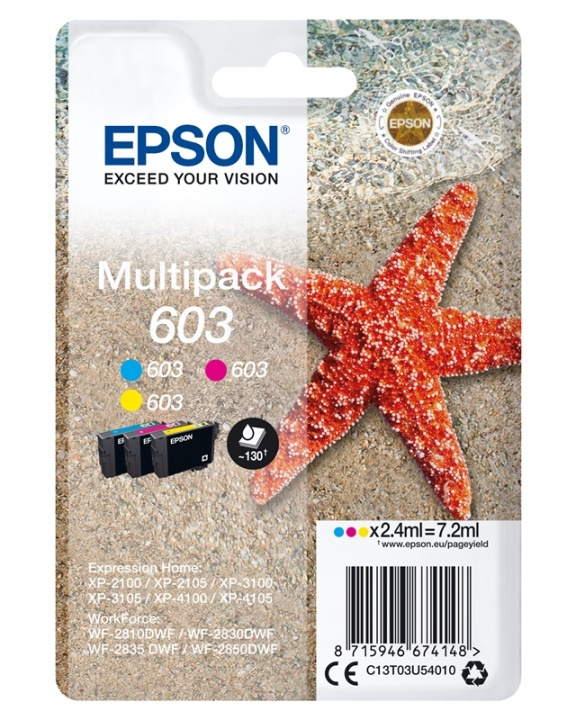 Epson Multipack 3-colours 603 Ink ryhmässä TIETOKOONET & TARVIKKEET / Tulostimet & Tarvikkeet / Musteet ja väriaineet / Mustepatruunat / Epson @ TP E-commerce Nordic AB (A14121)
