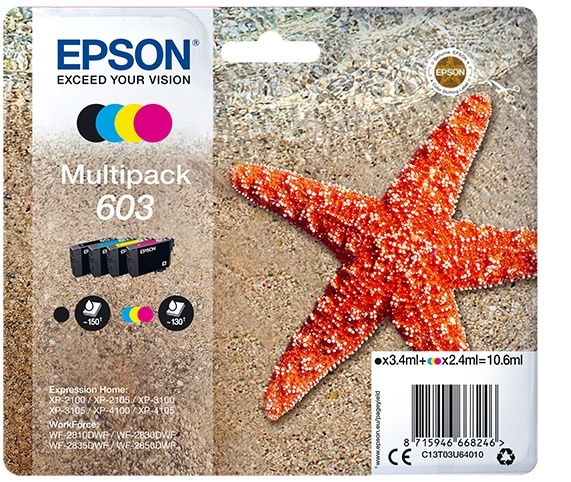 Epson Multipack 4-colours 603 Ink ryhmässä TIETOKOONET & TARVIKKEET / Tulostimet & Tarvikkeet / Musteet ja väriaineet / Mustepatruunat / Epson @ TP E-commerce Nordic AB (A14122)