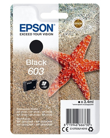Epson Singlepack Black 603 Ink ryhmässä TIETOKOONET & TARVIKKEET / Tulostimet & Tarvikkeet / Musteet ja väriaineet / Mustepatruunat / Epson @ TP E-commerce Nordic AB (A14124)