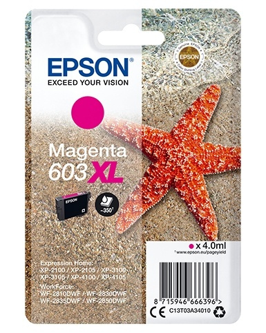 Epson Singlepack Magenta 603XL Ink ryhmässä TIETOKOONET & TARVIKKEET / Tulostimet & Tarvikkeet / Musteet ja väriaineet / Mustepatruunat / Epson @ TP E-commerce Nordic AB (A14126)