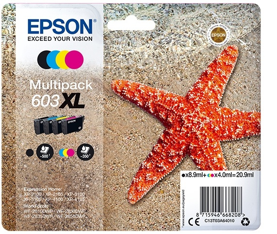 Epson Multipack 4-colours 603XL Ink ryhmässä TIETOKOONET & TARVIKKEET / Tulostimet & Tarvikkeet / Musteet ja väriaineet / Mustepatruunat / Epson @ TP E-commerce Nordic AB (A14127)