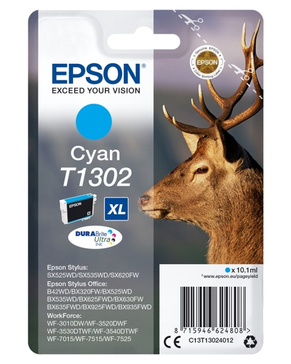 Epson Stag Enpack cyan T1302 DURABrite Ultra-bläck ryhmässä TIETOKOONET & TARVIKKEET / Tulostimet & Tarvikkeet / Musteet ja väriaineet / Mustepatruunat / Epson @ TP E-commerce Nordic AB (A14139)