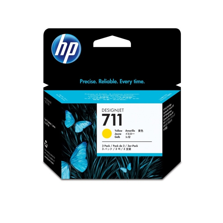 HP Musteet CZ136A 711 Keltainen 3-pack ryhmässä TIETOKOONET & TARVIKKEET / Tulostimet & Tarvikkeet / Musteet ja väriaineet / Mustepatruunat / HP @ TP E-commerce Nordic AB (A14178)
