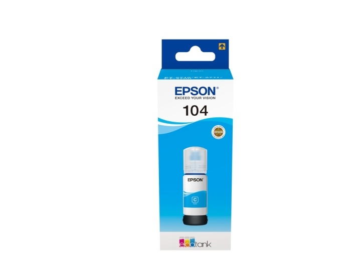 Epson 104 EcoTank Cyan ink bottle ryhmässä TIETOKOONET & TARVIKKEET / Tulostimet & Tarvikkeet / Musteet ja väriaineet / Mustepatruunat / Epson @ TP E-commerce Nordic AB (A14245)