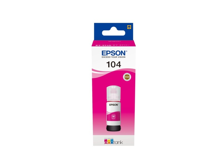 Epson 104 EcoTank Magenta ink bottle ryhmässä TIETOKOONET & TARVIKKEET / Tulostimet & Tarvikkeet / Musteet ja väriaineet / Mustepatruunat / Epson @ TP E-commerce Nordic AB (A14247)