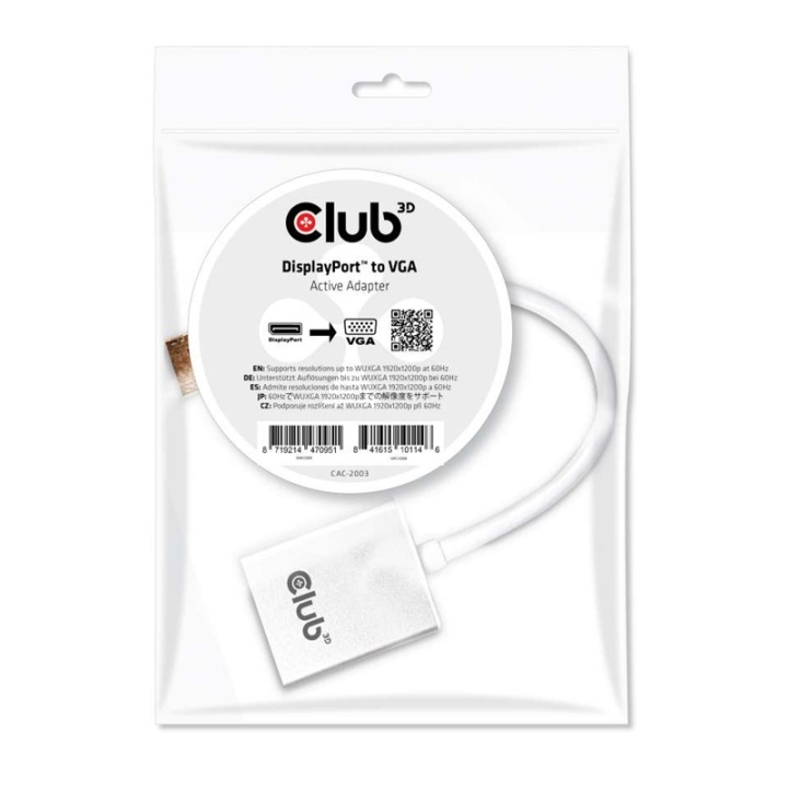 CLUB3D Displayport to VGA Active Adapter ryhmässä TIETOKOONET & TARVIKKEET / Kaapelit & Sovittimet / DisplayPort / Sovittimet @ TP E-commerce Nordic AB (A14265)