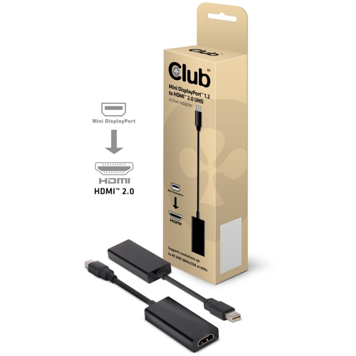 CLUB3D CAC-2170 cable gender changer Mini DisplayPort 1.2 HDMI 2.0 Svart ryhmässä TIETOKOONET & TARVIKKEET / Kaapelit & Sovittimet / DisplayPort / Sovittimet @ TP E-commerce Nordic AB (A14277)