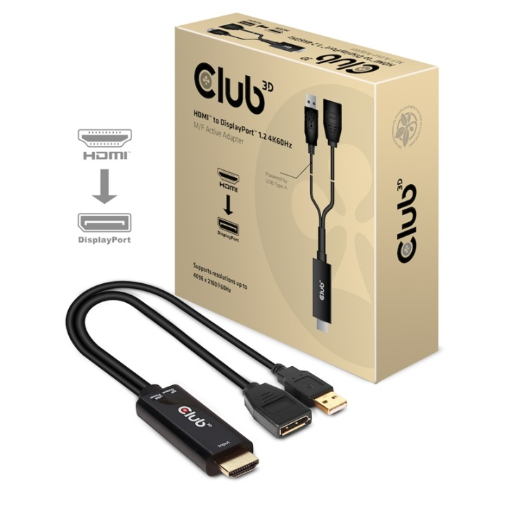 CLUB3D HDMI 2.0 TO DISPLAYPORT 1.2 4K60HZ HDR M/F ACTIVE ADAPTER Svart ryhmässä TIETOKOONET & TARVIKKEET / Kaapelit & Sovittimet / DisplayPort / Sovittimet @ TP E-commerce Nordic AB (A14284)