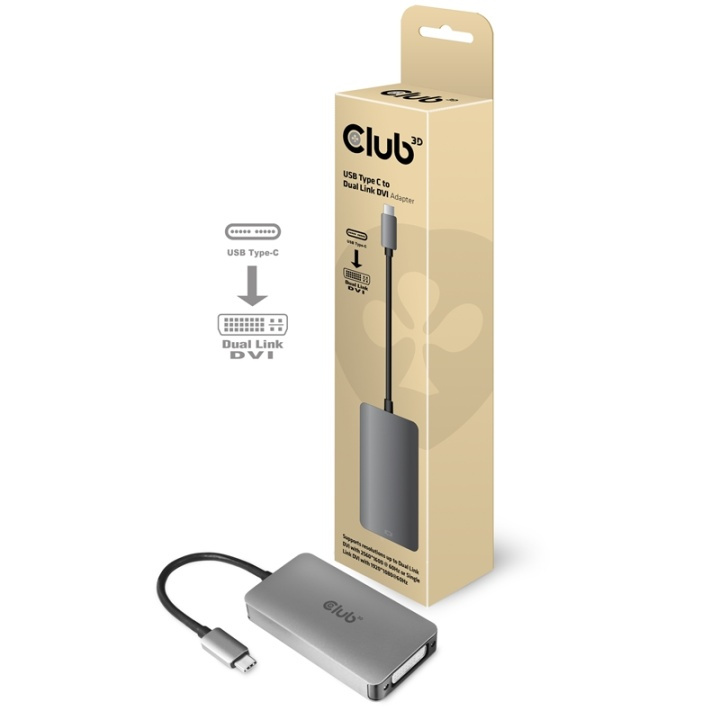 CLUB3D cac-1510 USB C DVI-D Dual link Grå ryhmässä TIETOKOONET & TARVIKKEET / Kaapelit & Sovittimet / DVI / Sovittimet @ TP E-commerce Nordic AB (A14286)