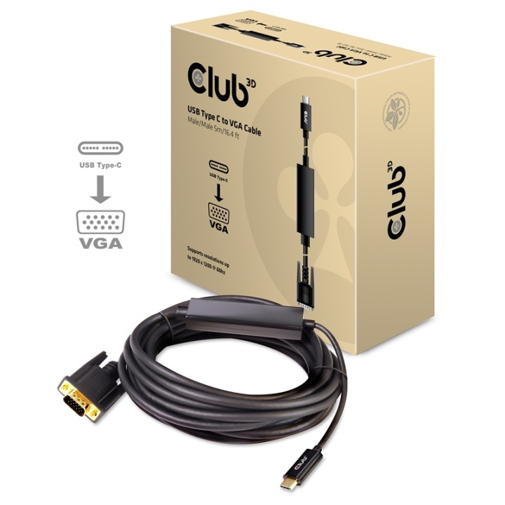 CLUB3D cac-1512 usb C VGA Svart ryhmässä TIETOKOONET & TARVIKKEET / Kaapelit & Sovittimet / VGA / Kaapelit @ TP E-commerce Nordic AB (A14287)