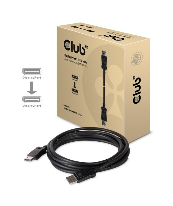 CLUB3D Displayport 1.2 Cable M/M 3Meter 4K60Hz 21.6Gbps ryhmässä TIETOKOONET & TARVIKKEET / Kaapelit & Sovittimet / DisplayPort / Kaapelit @ TP E-commerce Nordic AB (A14566)