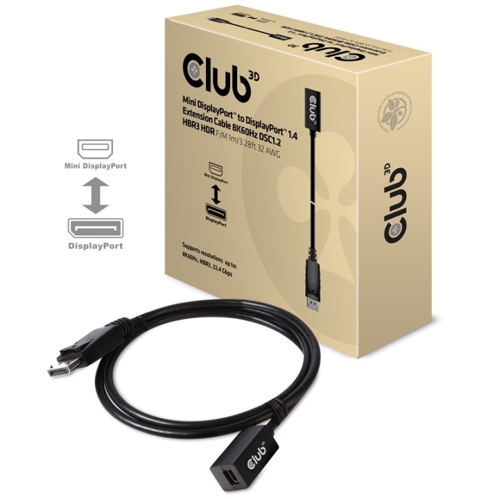 CLUB3D cac-1120 1 m Mini DisplayPort DisplayPort Svart ryhmässä TIETOKOONET & TARVIKKEET / Kaapelit & Sovittimet / DisplayPort / Kaapelit @ TP E-commerce Nordic AB (A14569)