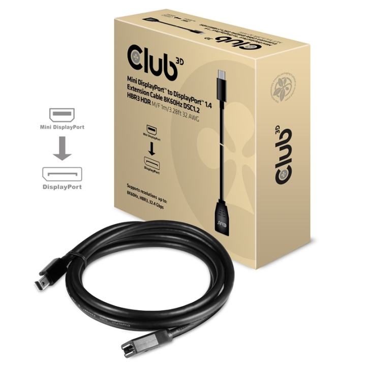 CLUB3D cac-1121 1 m Mini DisplayPort DisplayPort Svart ryhmässä TIETOKOONET & TARVIKKEET / Kaapelit & Sovittimet / DisplayPort / Kaapelit @ TP E-commerce Nordic AB (A14570)