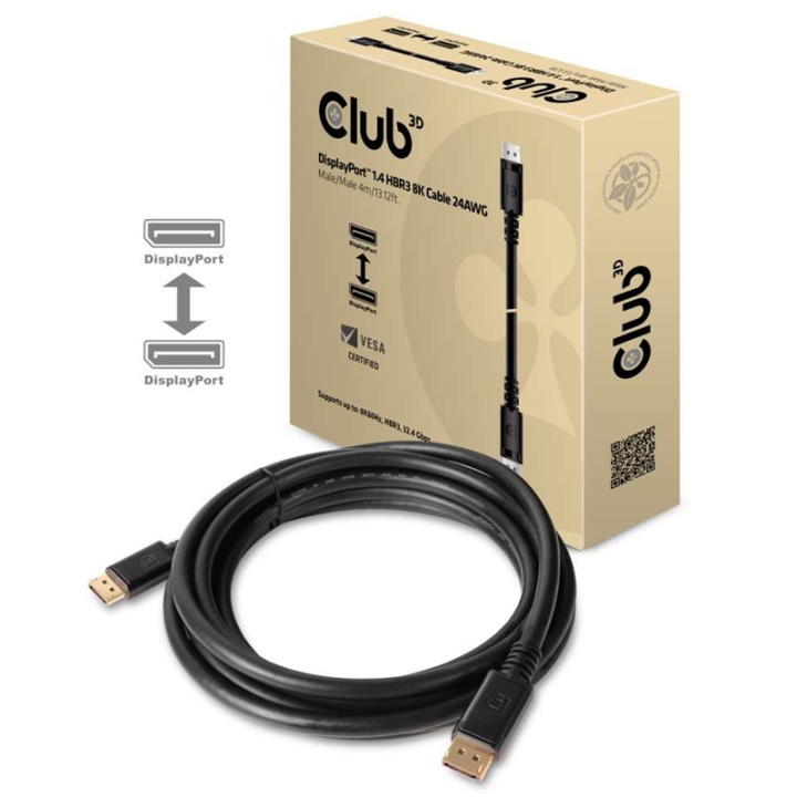 CLUB3D DisplayPort 1.4 HBR3 8K Cable M/M 4m /13.12ft ryhmässä TIETOKOONET & TARVIKKEET / Kaapelit & Sovittimet / DisplayPort / Kaapelit @ TP E-commerce Nordic AB (A14571)