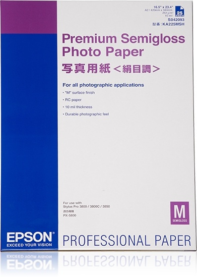 Epson Premium Semigloss Photo Paper, DIN A2, 250 g/m², 25 ark ryhmässä KODINELEKTRONIIKKA / Valokuvat & Videot / Valokuvauslaitteet / Muut @ TP E-commerce Nordic AB (A14740)