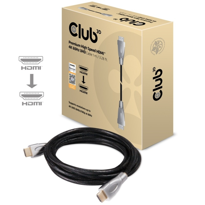 CLUB3D Premium High Speed HDMIT 2.0 4K60Hz UHD Cable 1 m/ 3.28 ft Certified ryhmässä KODINELEKTRONIIKKA / Kaapelit & Sovittimet / HDMI / Kaapelit @ TP E-commerce Nordic AB (A14788)