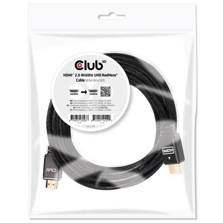 CLUB3D HDMI 2.0 4K60Hz RedMere cable 10m/32.8ft ryhmässä KODINELEKTRONIIKKA / Kaapelit & Sovittimet / HDMI / Kaapelit @ TP E-commerce Nordic AB (A14790)