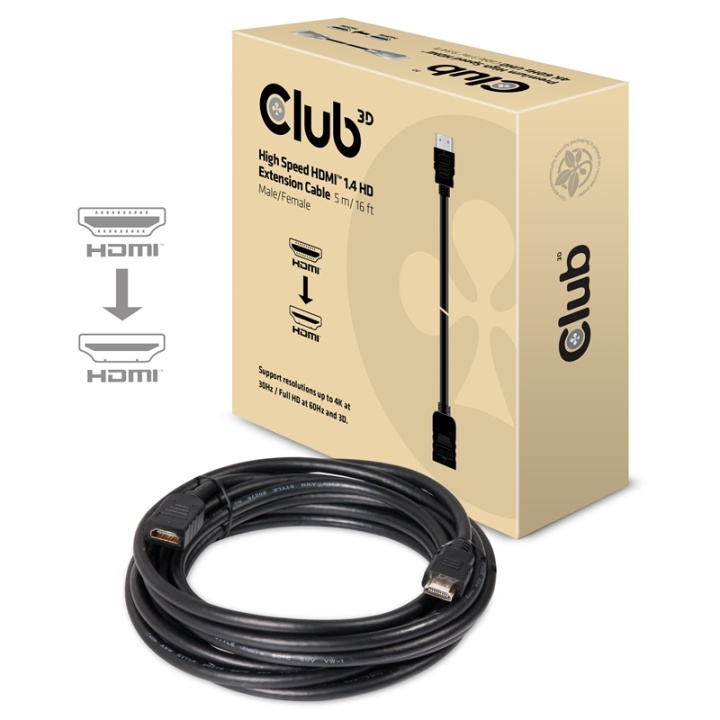 CLUB3D High Speed HDMIT 1.4 HD Extension Cable 5m/16ft Male/Female ryhmässä KODINELEKTRONIIKKA / Kaapelit & Sovittimet / HDMI / Kaapelit @ TP E-commerce Nordic AB (A14791)