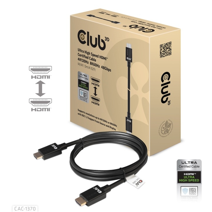 CLUB3D CAC-1370 HDMI-kabel 1,5 m HDMI Typ A (standard) Svart ryhmässä KODINELEKTRONIIKKA / Kaapelit & Sovittimet / HDMI / Kaapelit @ TP E-commerce Nordic AB (A14793)