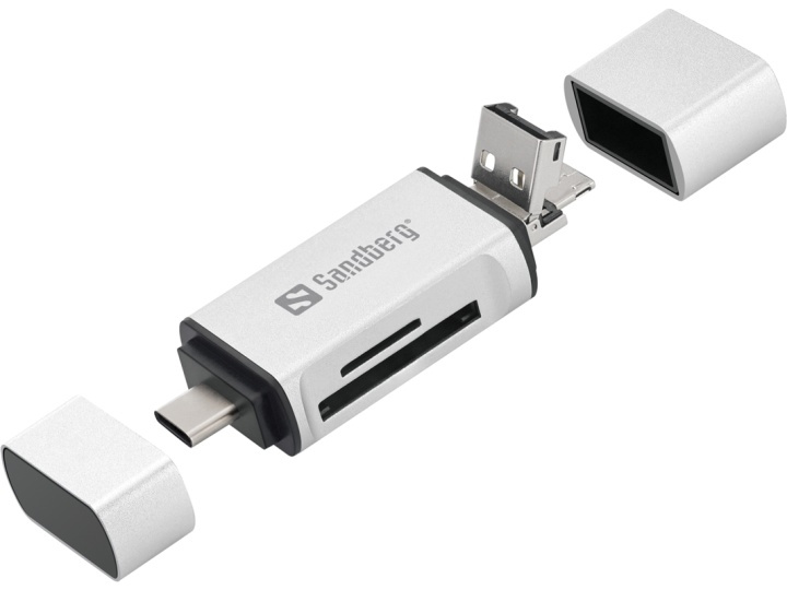 Sandberg Card Reader USB-C+USB+MicroUSB ryhmässä KODINELEKTRONIIKKA / Tallennusvälineet / Kortinlukijat @ TP E-commerce Nordic AB (A14995)