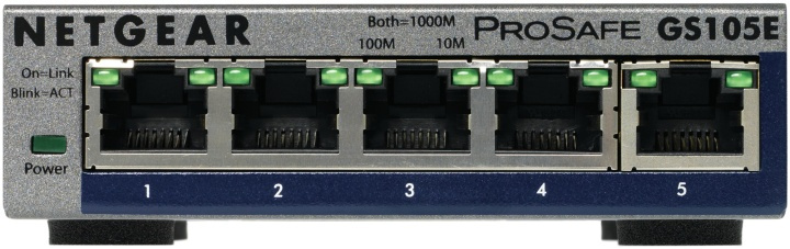 Netgear GS105E-200PES nätverksswitchar hanterad L2/L3 Gigabit Ethernet (10/100/1 ryhmässä TIETOKOONET & TARVIKKEET / Verkko / Kytkimet @ TP E-commerce Nordic AB (A15267)