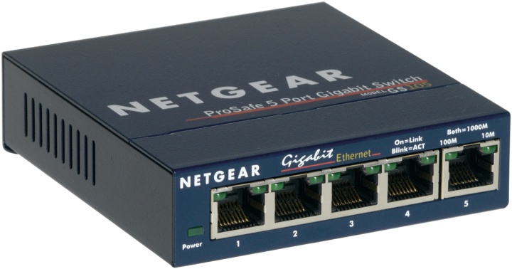 Netgear GS105 Ohanterad Gigabit Ethernet (10/100/1000) Blå ryhmässä TIETOKOONET & TARVIKKEET / Verkko / Kytkimet / 10/100/1000Mbps @ TP E-commerce Nordic AB (A15269)