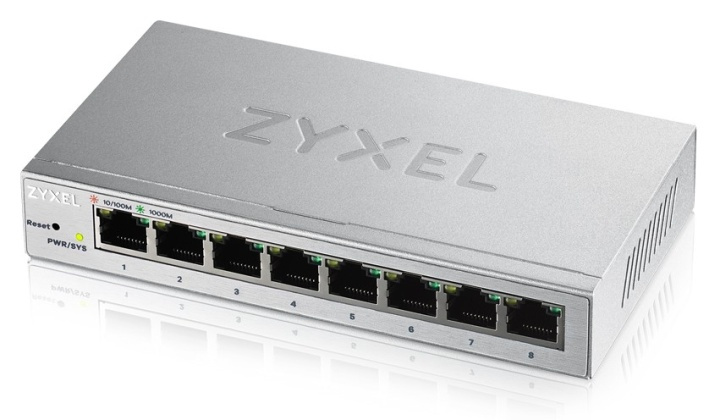 Zyxel GS1200-8 hanterad Gigabit Ethernet (10/100/1000) Silver ryhmässä TIETOKOONET & TARVIKKEET / Verkko / Kytkimet @ TP E-commerce Nordic AB (A15295)