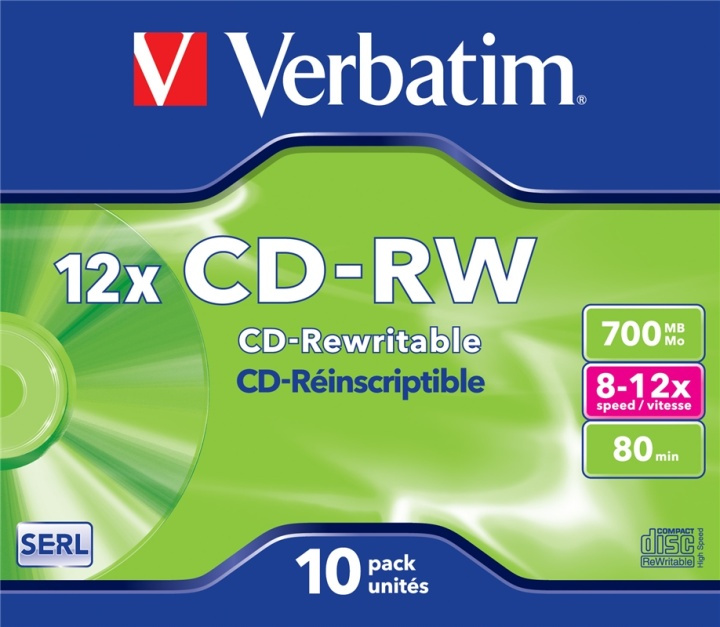 Verbatim CD-RW 12x 700 MB 10 styck ryhmässä KODINELEKTRONIIKKA / Tallennusvälineet / CD/DVD/BD-levyt / CD-RW @ TP E-commerce Nordic AB (A15420)