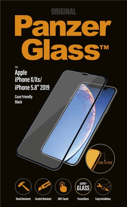 PanzerGlass Case Friendly -lasikalvo, iPhone X / Xs / 11 Pro, musta ryhmässä ÄLYPUHELIMET JA TABLETIT / Puhelimen suojakotelo / Apple / iPhone 11 Pro / Näytönsuoja @ TP E-commerce Nordic AB (A15456)