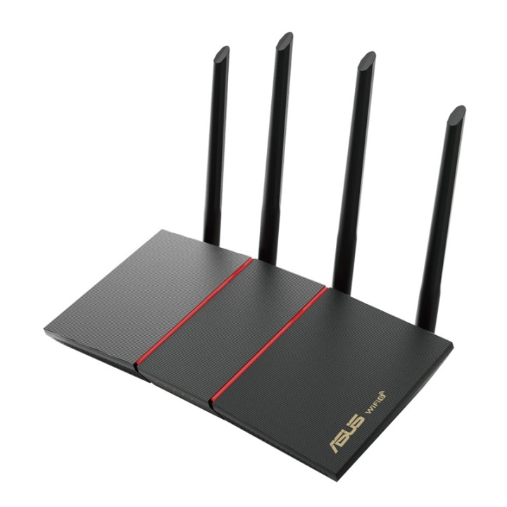 ASUS RT-AX55 trådlös router Gigabit Ethernet Dual-band (2,4 GHz / 5 GHz) Svart ryhmässä TIETOKOONET & TARVIKKEET / Verkko / Reititin @ TP E-commerce Nordic AB (A15904)