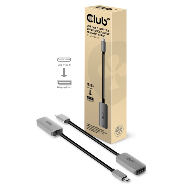 CLUB3D CAC-1567 USB-grafikadapter 7680 x 4320 pixlar Svart, Silver ryhmässä TIETOKOONET & TARVIKKEET / Kaapelit & Sovittimet / DisplayPort / Sovittimet @ TP E-commerce Nordic AB (A15939)