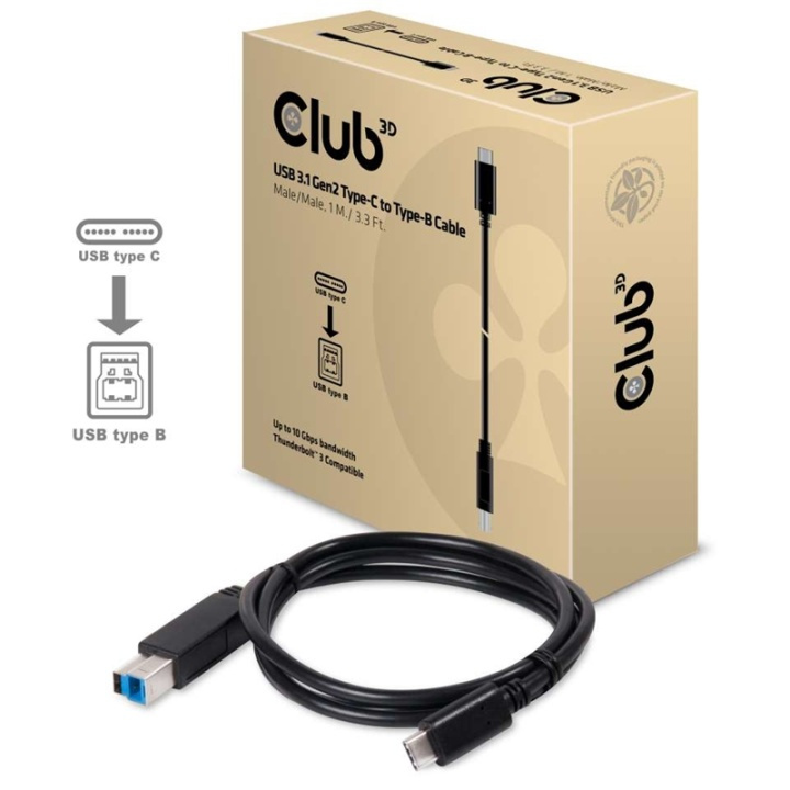 CLUB3D USB 3.1 Gen2 Type-C to Type-B Cable Male/Male, 1 M./ 3.3 Ft. ryhmässä TIETOKOONET & TARVIKKEET / Kaapelit & Sovittimet / USB / USB-C @ TP E-commerce Nordic AB (A15947)