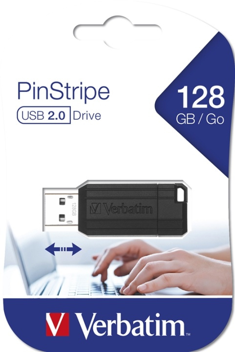Verbatim PinStripe 128GB USB-sticka USB Type-A 2.0 Svart ryhmässä KODINELEKTRONIIKKA / Tallennusvälineet / USB-muistitikku / USB 2.0 @ TP E-commerce Nordic AB (A15964)