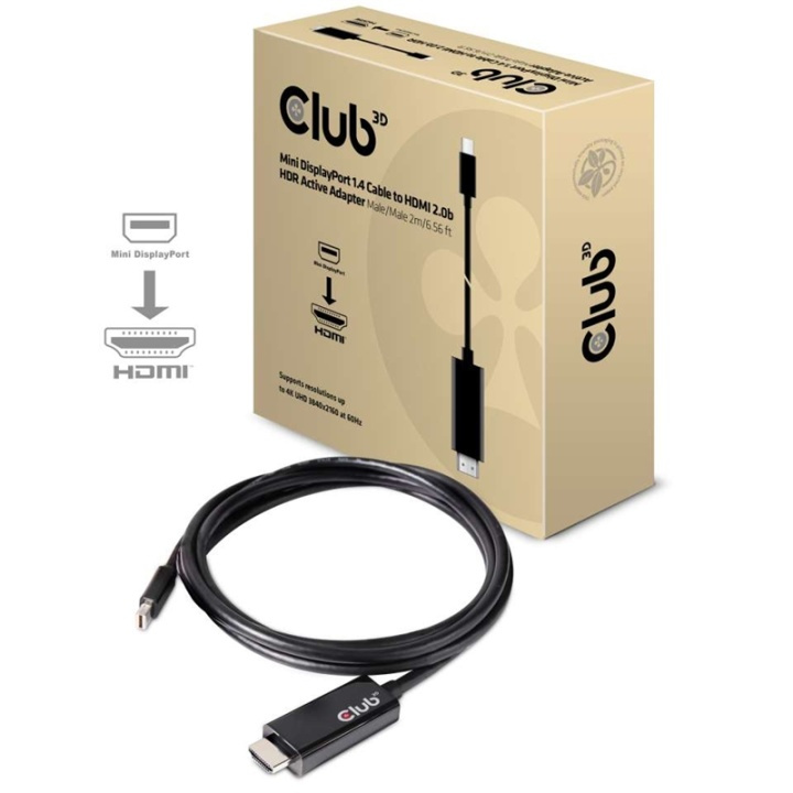 CLUB3D CAC-1182 videokabeladapter 2 m Mini DisplayPort HDMI Typ A (standard) Sva ryhmässä TIETOKOONET & TARVIKKEET / Kaapelit & Sovittimet / DisplayPort / Kaapelit @ TP E-commerce Nordic AB (A15983)