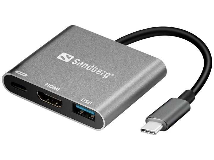 Sandberg USB-C Mini Dock HDMI+USB ryhmässä TIETOKOONET & TARVIKKEET / Kannettavat tietokoneet & tarvikkeet / Telakka @ TP E-commerce Nordic AB (A15991)