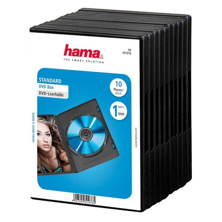 Hama DVD-Box Svart 10-pack ryhmässä KODINELEKTRONIIKKA / Tallennusvälineet / CD/DVD/BD-levyt / CD/DVD säilytys @ TP E-commerce Nordic AB (A16432)