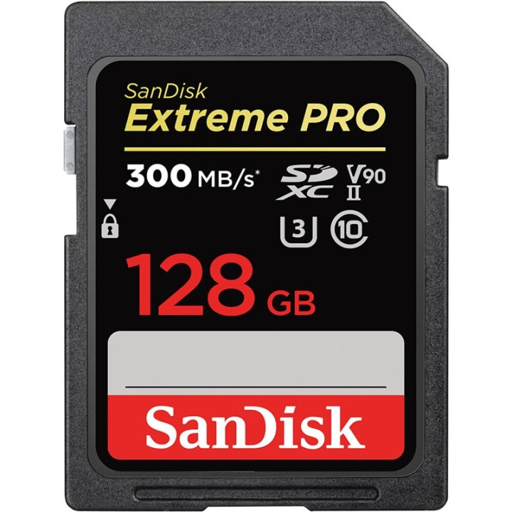 SanDisk SDXC Extreme Pro 128GB 300MB/s UHS-II V90 ryhmässä KODINELEKTRONIIKKA / Tallennusvälineet / Muistikortit / SD/SDHC/SDXC @ TP E-commerce Nordic AB (A16439)