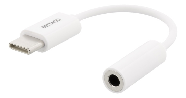 DELTACO sovitin USB-C - 3,5mm, stereoääni, passiivinen, 9cm, valkoinen ryhmässä ÄLYPUHELIMET JA TABLETIT / Laturit & Kaapelit / Sovittimet @ TP E-commerce Nordic AB (A16689)