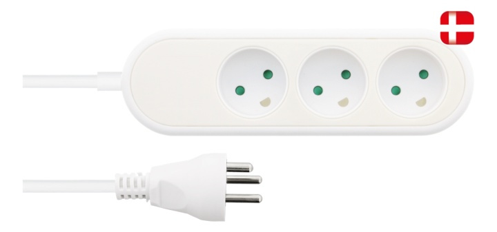 Nordic Quality Danish power outlet with 3 earthed sockets, PVC cable ( ryhmässä KOTI, TALOUS JA PUUTARHA / Sähkö & Valaistus / Jatkojohdot @ TP E-commerce Nordic AB (A16724)