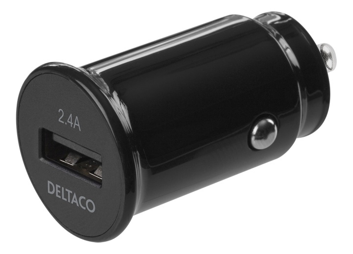 DELTACO kompakti USB-autolaturi, 12V/24V, 1x USB-A, 2,4A, 12W, musta ryhmässä ÄLYPUHELIMET JA TABLETIT / Laturit & Kaapelit / Autolaturi / Autolaturi USB @ TP E-commerce Nordic AB (A16733)