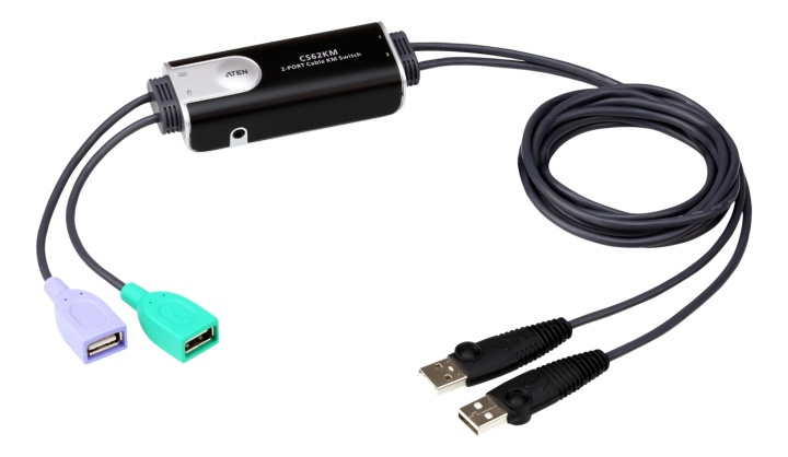 ATEN 2-Port USB Boundless Cable KM Switch ryhmässä TIETOKOONET & TARVIKKEET / Kaapelit & Sovittimet / Adapterit @ TP E-commerce Nordic AB (A16835)