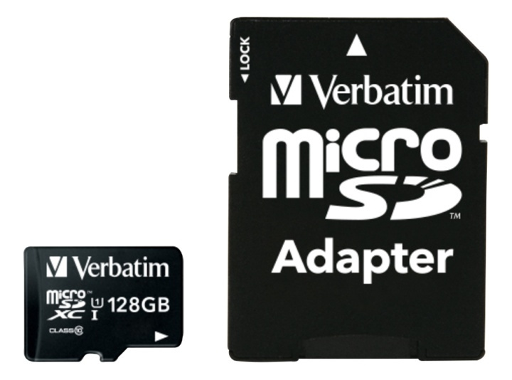 Verbatim SD Micro (SDXC) Class 10, sovittimella, 128 GB ryhmässä KODINELEKTRONIIKKA / Tallennusvälineet / Muistikortit / MicroSD/HC/XC @ TP E-commerce Nordic AB (A16881)