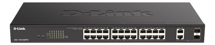 D-Link 26-porttinen älykytkin, PoE+, GbE, hallittu, musta ryhmässä TIETOKOONET & TARVIKKEET / Verkko / Kytkimet @ TP E-commerce Nordic AB (A17077)