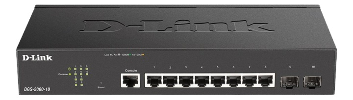 D-Link 8-port Gbit Managed Switch incl. 2 x SFP ryhmässä TIETOKOONET & TARVIKKEET / Verkko / Kytkimet / 10/100/1000Mbps @ TP E-commerce Nordic AB (A17080)