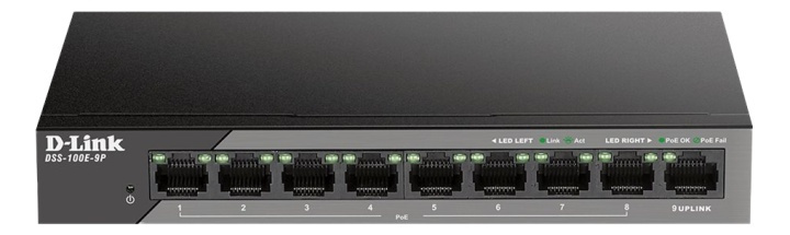 D-Link 9-Port 10/100 Unmanaged long range PoE Surveillance Switch ryhmässä TIETOKOONET & TARVIKKEET / Verkko / Kytkimet / 10/100Mbps @ TP E-commerce Nordic AB (A17084)
