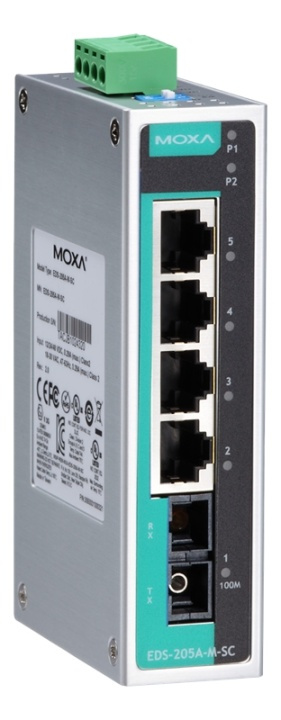 Moxa EDS-205A-M-SC ryhmässä TIETOKOONET & TARVIKKEET / Verkko / Kytkimet @ TP E-commerce Nordic AB (A17089)