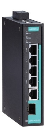 Moxa EDS-G205-1GTXSFP, 5-portars Gigabit switch, redundant ström, sv ryhmässä TIETOKOONET & TARVIKKEET / Verkko / Kytkimet @ TP E-commerce Nordic AB (A17090)